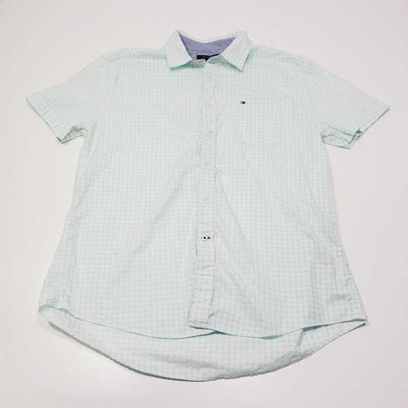 Tommy Hilfiger‎ Men Shirt Size XL Short-Sleeve Stripe Oxford 100% Cotton Office - Picture 10 of 11